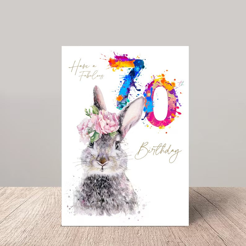 70th Hare Birthday Card