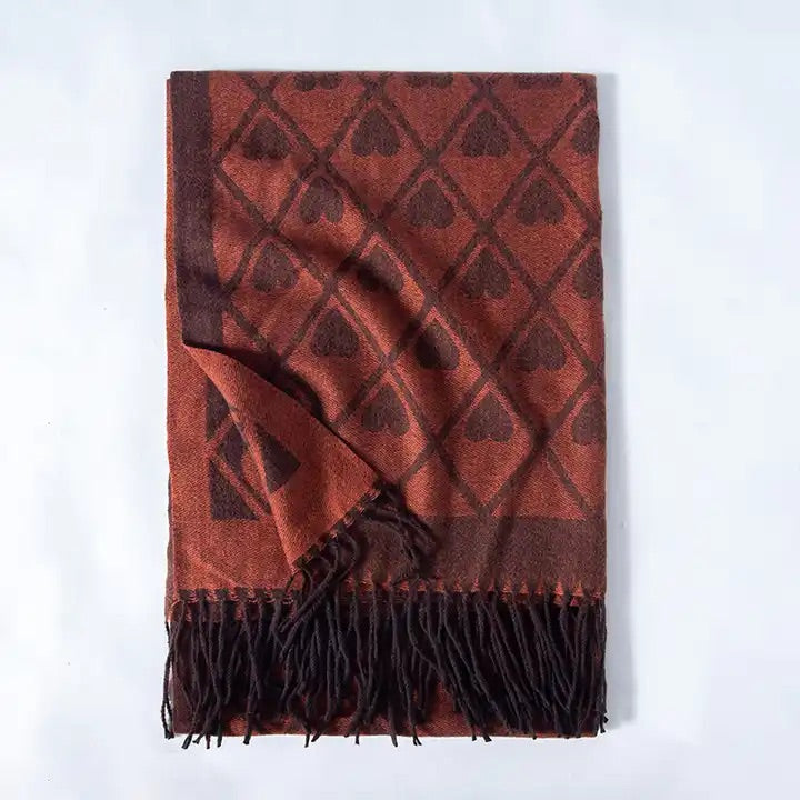 Scarlet Hearts Cashmere Scarf