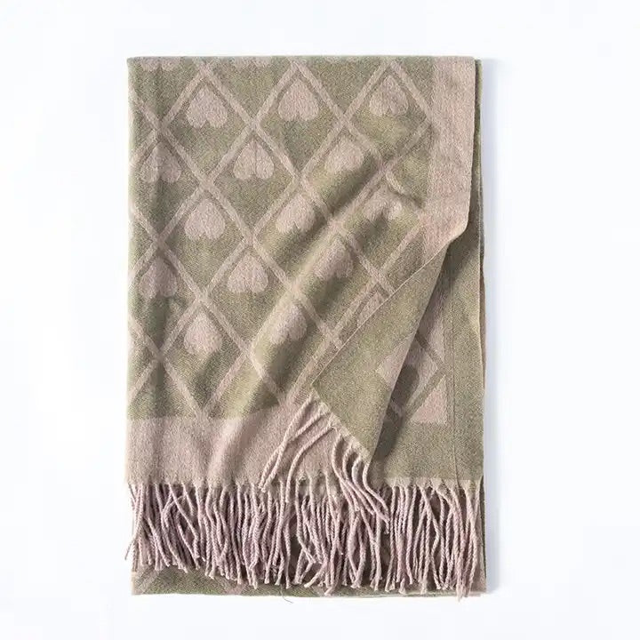 Green Hearts Cashmere Scarf
