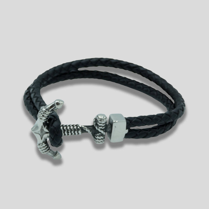 Viking Anchor Braided Bracelet - Black