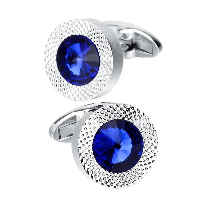 Blue Crystal Round Cufflinks