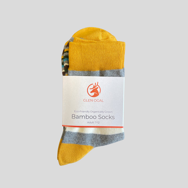 Mustard Stipe Bamboo Socks