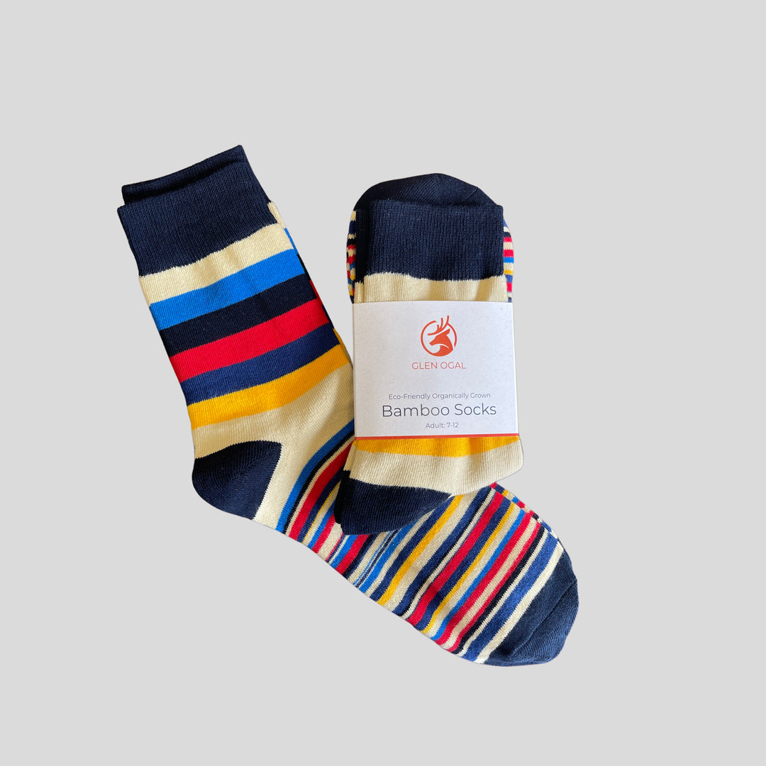 Cream / Navy Stripe Bamboo Socks