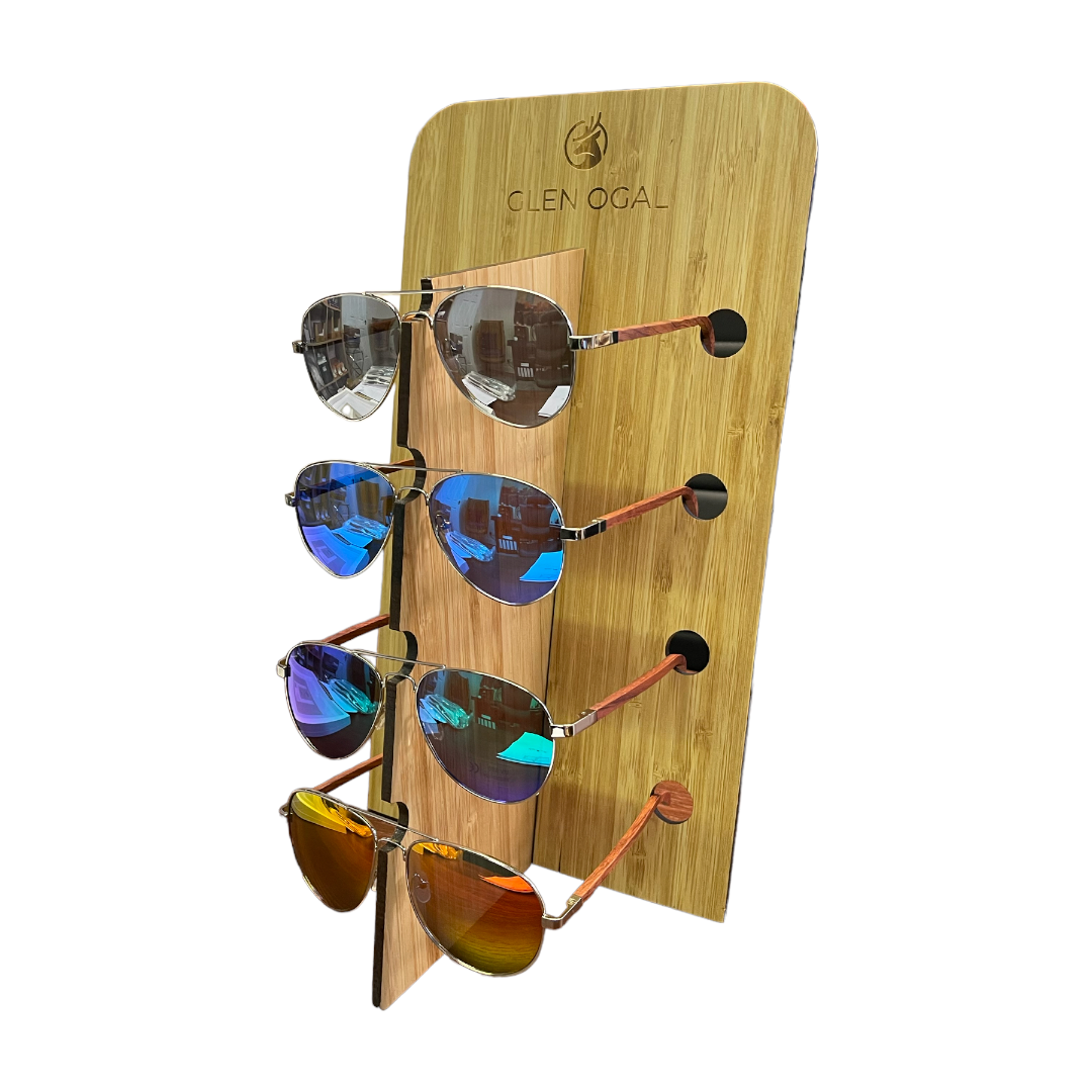 4 Pair Bamboo Sunglasses Display Stand