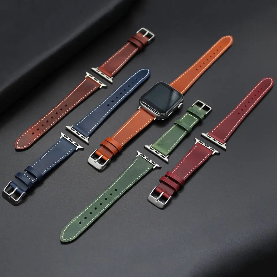 Green Leather Strap for Apple Watch