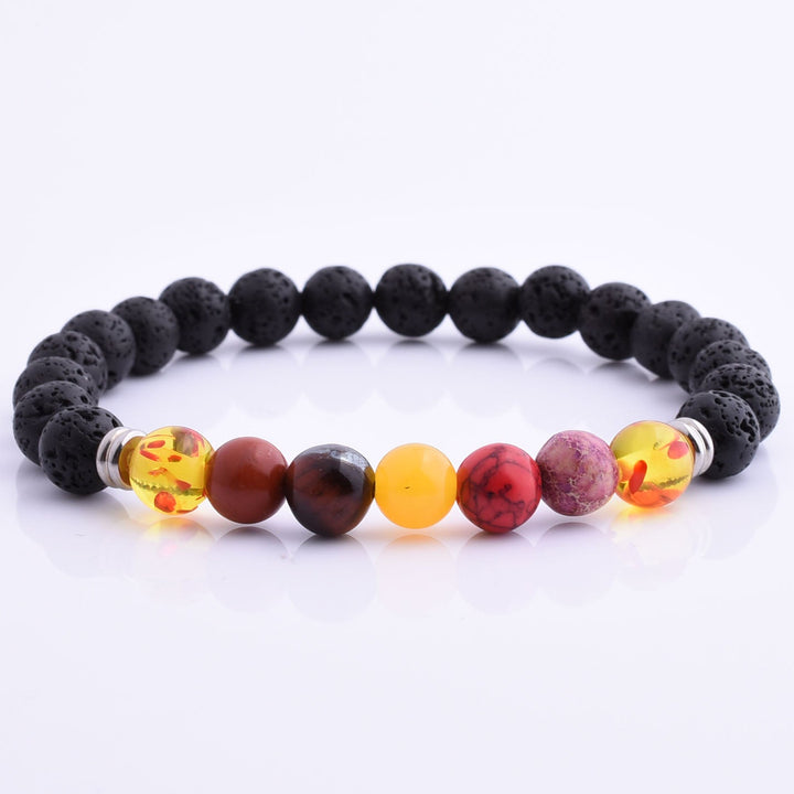 Lava Stone Chakra Bead Bracelet