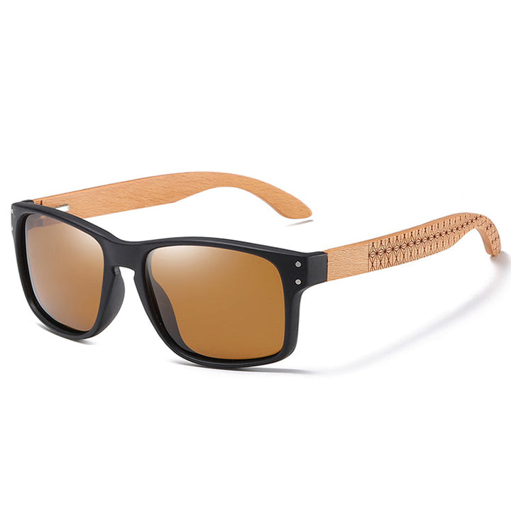 Eco - Friendly Unisex Retro Mirror Bamboo Sunglasses - Brown