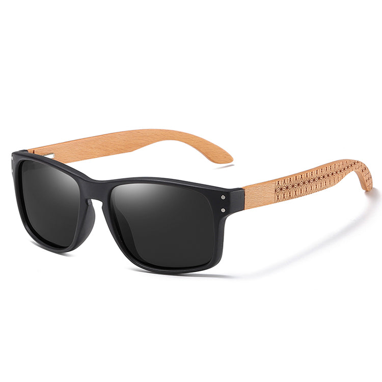 Eco - Friendly Unisex Retro Bamboo Sunglasses - Black