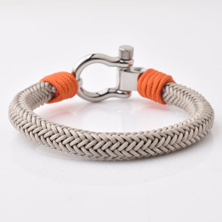 Men's Grey Nylon Stainless Steel Screw Shackles Bracelet