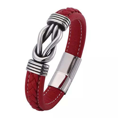 Red Leather Bracelet with Knot