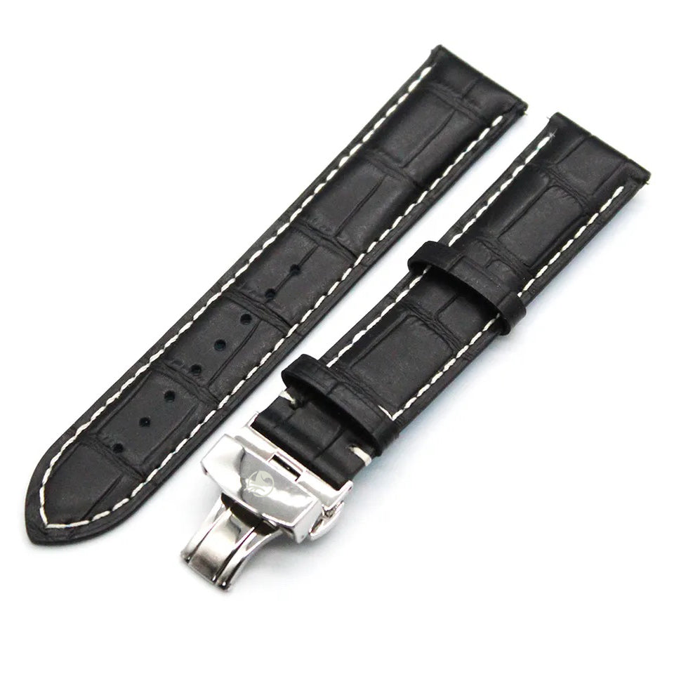 Black Genuine Leather Watch Strap