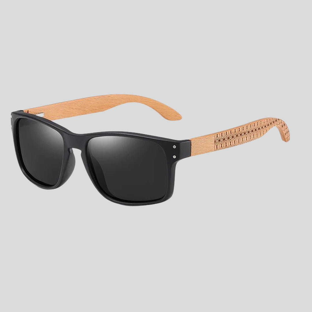 Eco - Friendly Unisex Retro Bamboo Sunglasses - Black