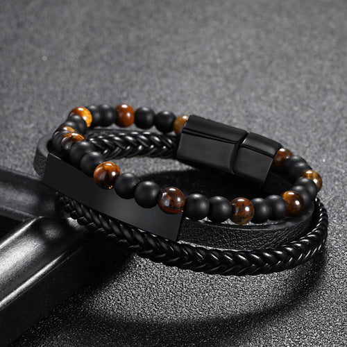 Black Agate & Tiger Eye Multi Bracelet - Black