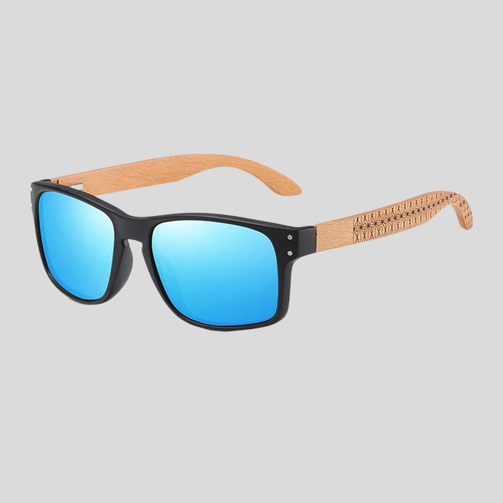 Eco - Friendly Unisex Retro Mirror Bamboo Sunglasses - Blue Mirror