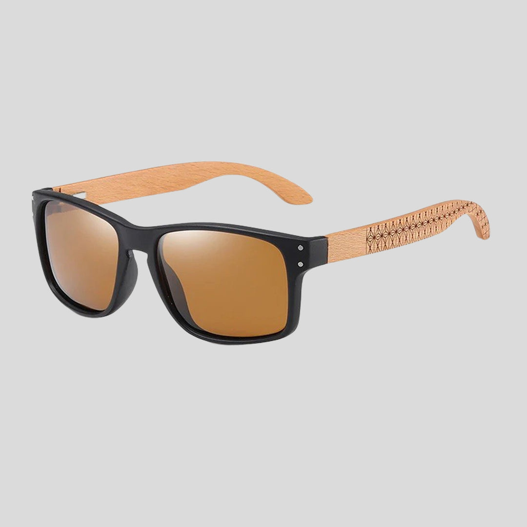 Eco - Friendly Unisex Retro Mirror Bamboo Sunglasses - Brown