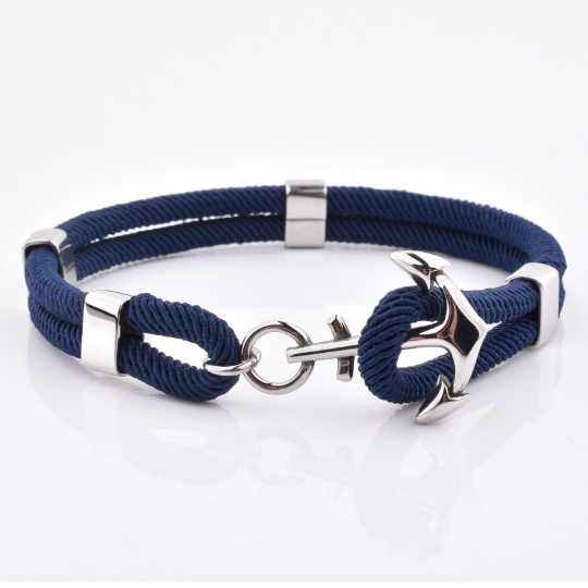 Navy Nylon Anchor Bracelet