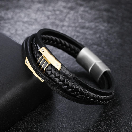 Black & Gold Plated Men's Bracelet